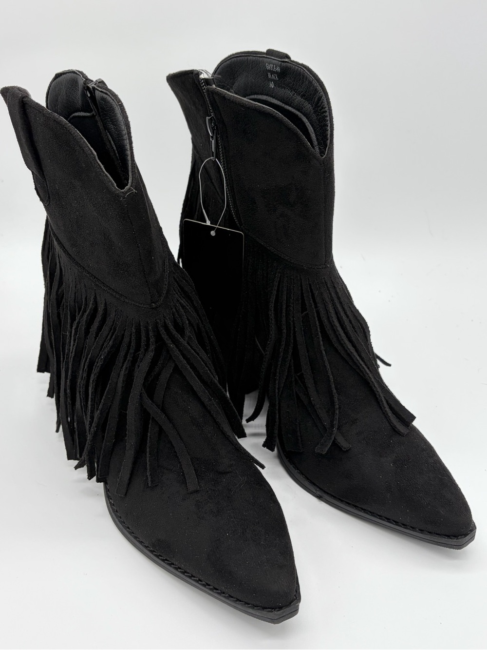 Seven7 Black Suede Fringe Ankle Booties